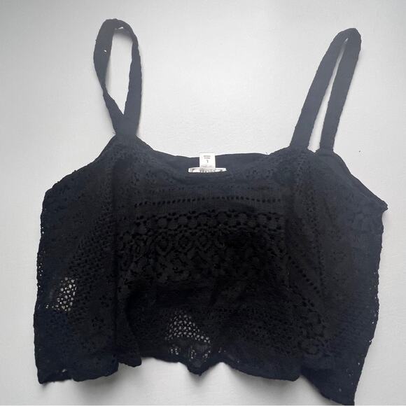 Decree Women’s  Crochet Style Flowy Swimsuit Black Bralette Top Sz L - Picture 5 of 9